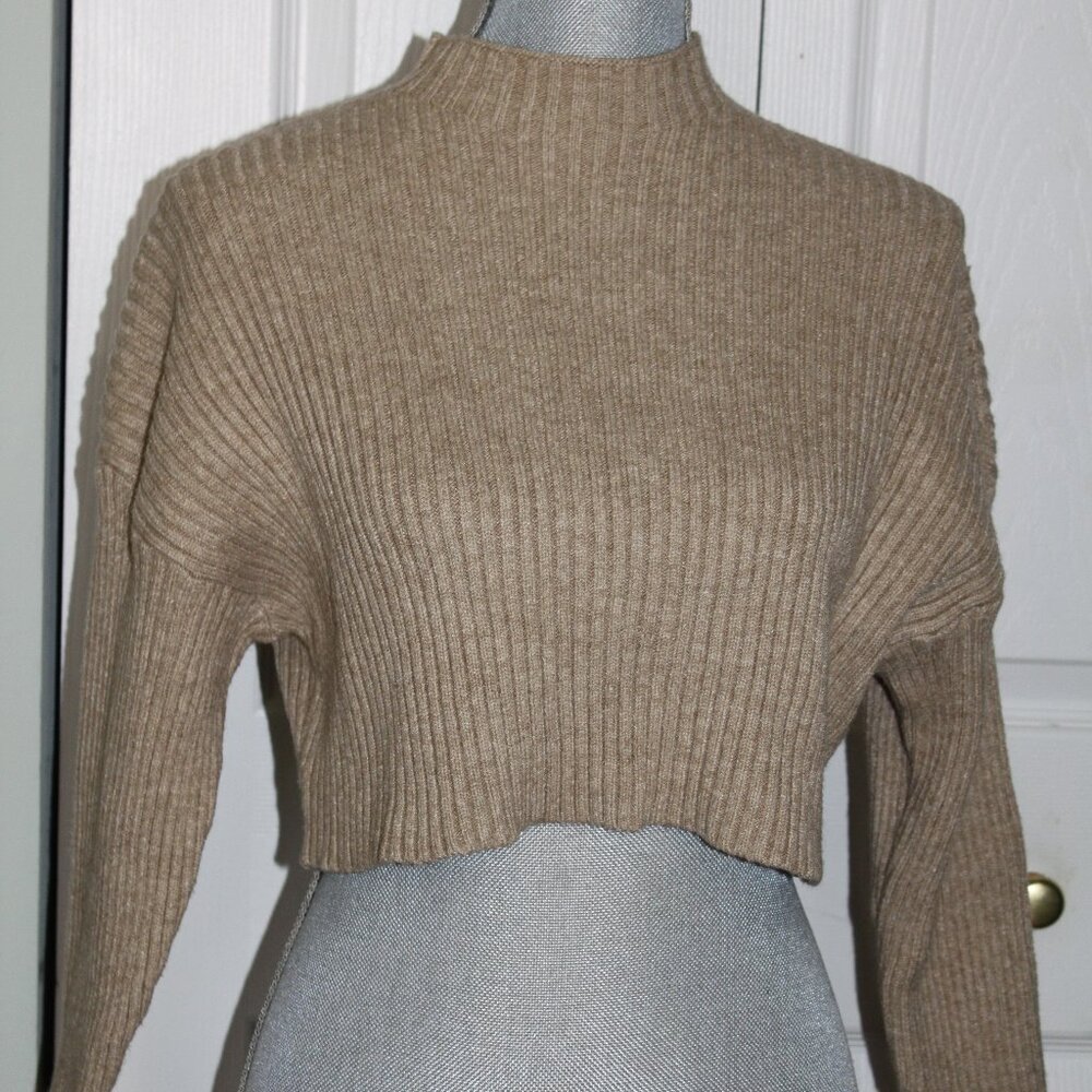 Miou Muse Brown Crop Top Sweater